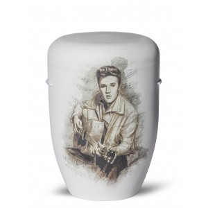 Hand Painted Biodegradable Cremation Ashes Funeral Urn / Casket – Elvis Presley (You Were Always On My Mind) 